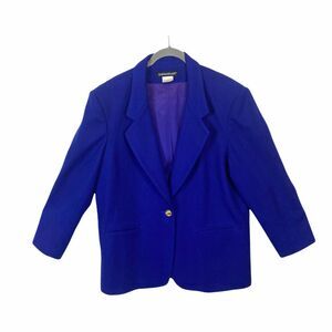 Vintage Savannah Women's Blue Long Sleeve Notch One Button Blazer size 16 P